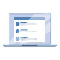 Modern laptop showing social media website interface with profile pictures and text posts vector