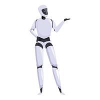 White humanoid robot showing something with hand vector