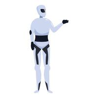 Humanoid robot standing and gesturing with hand vector