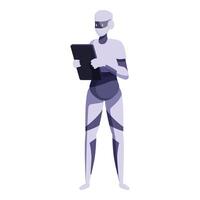 Robot holding tablet analyzing data futuristic technology concept vector