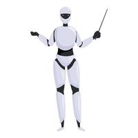White humanoid robot explaining with pointer stick vector