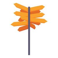 Multiple orange blank arrows pointing in different directions on signpost vector