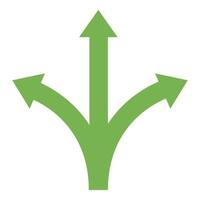 Three green arrows pointing in different directions vector