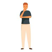 Thoughtful man touching chin making decision standing isolated vector