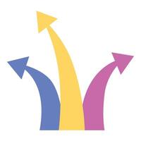 Three arrows pointing up representing different directions vector