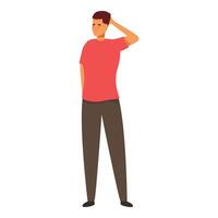 Thoughtful man scratching his head making decision vector