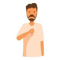 Sad bearded man showing thumbs down gesture vector