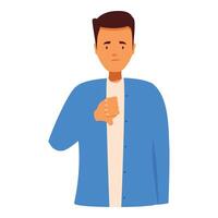 Sad man showing thumbs down gesture of disapproval vector