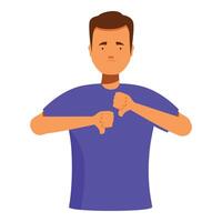 Sad man showing thumbs down gesture of dislike vector