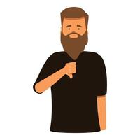 Bearded man showing thumb down gesture is expressing disapproval vector
