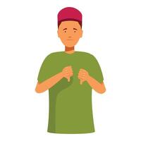 Sad young man showing thumbs down gesture with both hands vector