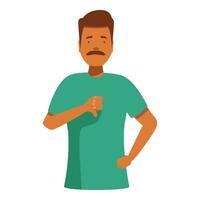 Doctor showing thumbs down gesture with sad expression on his face vector