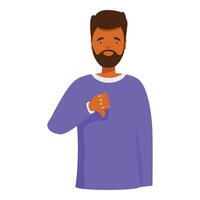 Bearded man showing thumbs down gesture vector