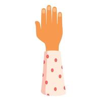 Open hand gesture with polka dot sleeve on white background vector