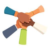 Business people stacking hands showing teamwork and unity vector