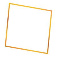 Golden rectangular frame tilting on one corner on white background vector