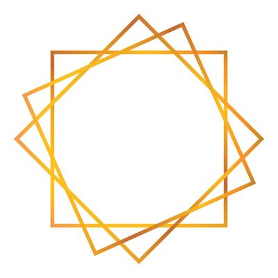 Golden gradient square frame overlapping forming star shape
