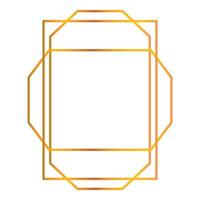 Golden gradient art deco frame forming elegant geometric shape vector