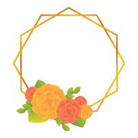 Elegant gold frame with orange roses is surrounding copy space vector