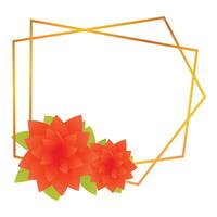 Two red flowers forming the corner of a golden frame vector