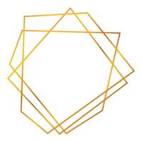 Golden gradient geometric frame forming hexagon shape vector