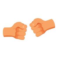 Two cartoon fists are bumping each other as a greeting vector