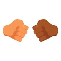 Two clenched fists facing each other ready to fight vector