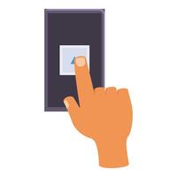 Person pressing button on control panel with finger vector
