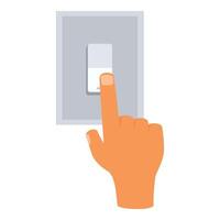 Hand turning on light switch with index finger vector