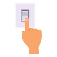 Hand turning on light switch with index finger vector