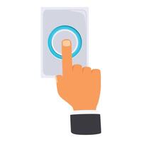 Businessman hand pushing round button on control panel vector