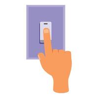 Hand turning on light switch with finger vector