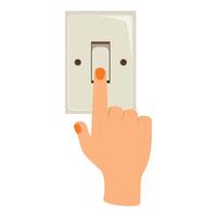 Hand turning on light switch with forefinger vector