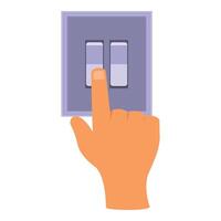 Hand turning on light switch with finger vector