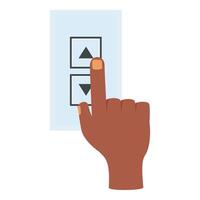 Person pressing up button on control panel vector