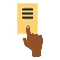Hand pressing old fashioned doorbell button vector