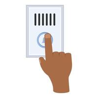 Person ringing doorbell with index finger vector