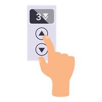 Person pressing up button of elevator control panel vector