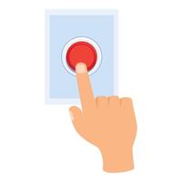 Hand pushing red button on panel vector