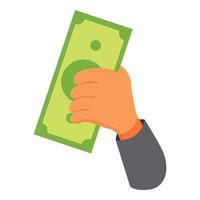 Businessman hand holding green banknote making payment vector