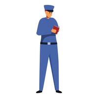 Postman reading a letter standing in uniform holding a book vector
