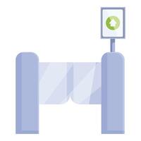 Subway turnstile allowing passengers access with green arrow sign vector
