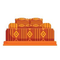 Traditional arabic sofa with cushions and colorful fabric vector