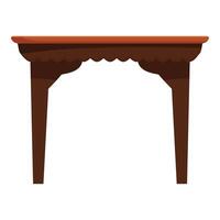 Wooden rectangular table standing on white background vector