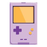 Purple handheld video game console showing blank screen for copy space vector
