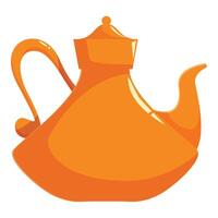 Classic orange teapot standing on white background vector