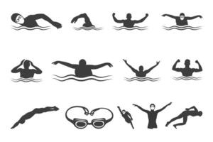 Swimming icon set vector