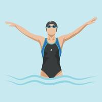 A swimmer in the water with arms outstretched vector