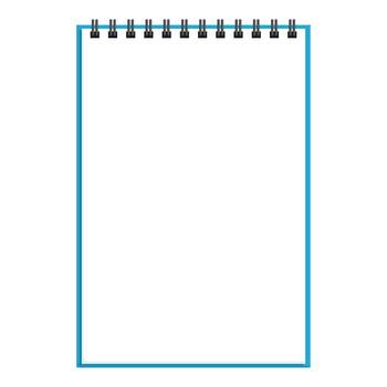 Blue spiral notepad with blank pages presenting your message vector