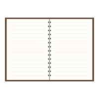 Blank spiral notepad with brown cover open to first page vector